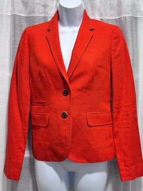 J Crew Schoolboy Blazer 100% Linen Women’s Orange Tailored Blazer Jacket Size 0